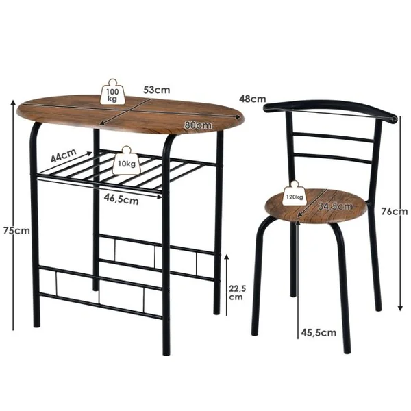 Table et Chaises de Cuisine Table et 2 Chaises Table et Chaises Salle à Manger MDF Café