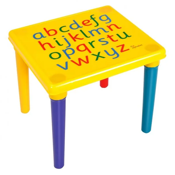 Table et chaises pour Enfant en plastique avec imprimé alphabet Table de Salle d’activités Meuble Jouet, Multicolore