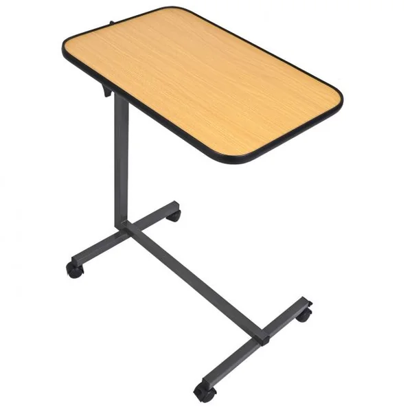 Table multifonction pliable Tablette inclinable à roulettes pour ordinateur Capacité 23 kg, 64.5x41.5x72-100cm, Naturel
