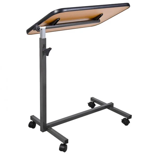 Table multifonction pliable Tablette inclinable à roulettes pour ordinateur Capacité 23 kg, 64.5x41.5x72-100cm, Naturel