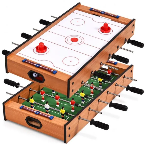Table Multi-jeux 2 en 1 Table avec Plateau de Baby-foot et de Hockey avec Accessoires Idéale pour Activités 69x36x10cm
