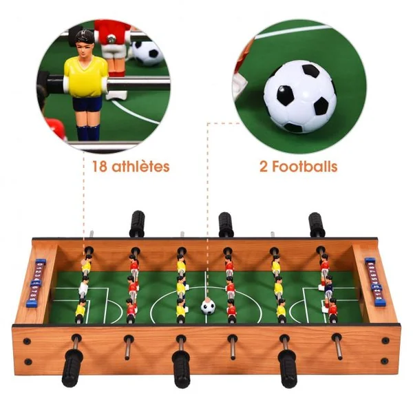 Table Multi-jeux 2 en 1 Table avec Plateau de Baby-foot et de Hockey avec Accessoires Idéale pour Activités 69x36x10cm