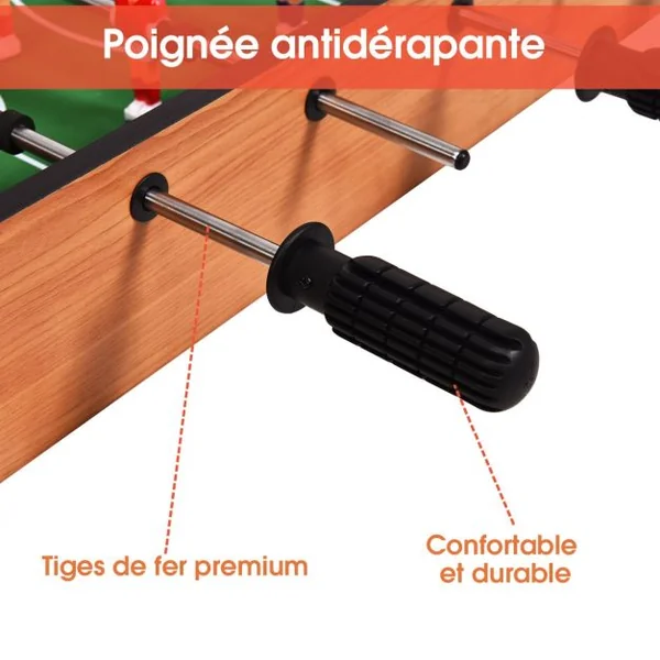 Table Multi-jeux 2 en 1 Table avec Plateau de Baby-foot et de Hockey avec Accessoires Idéale pour Activités 69x36x10cm