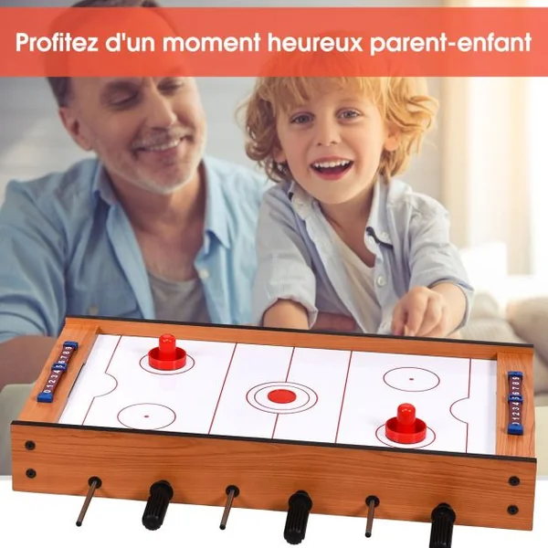 Table Multi-jeux 2 en 1 Table avec Plateau de Baby-foot et de Hockey avec Accessoires Idéale pour Activités 69x36x10cm