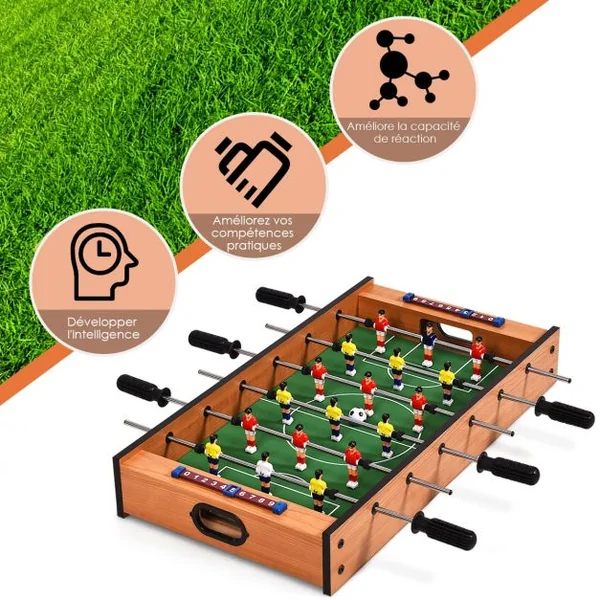 Table Multi-jeux 2 en 1 Table avec Plateau de Baby-foot et de Hockey avec Accessoires Idéale pour Activités 69x36x10cm