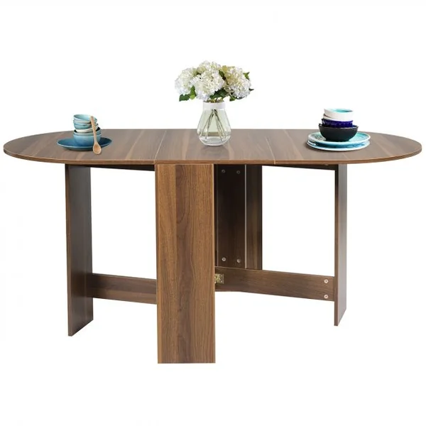 Table Pliable pour Salle à Manger Cuisine Jusqu’à 6 Personnes Capacité 60kg en Bois 163x80x75cm Bois Naturel Foncé