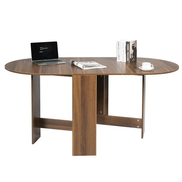 Table Pliable pour Salle à Manger Cuisine Jusqu’à 6 Personnes Capacité 60kg en Bois 163x80x75cm Bois Naturel Foncé
