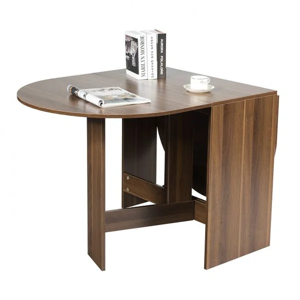 Table Pliable pour Salle à Manger Cuisine Jusqu’à 6 Personnes Capacité 60kg en Bois 163x80x75cm Bois Naturel Foncé
