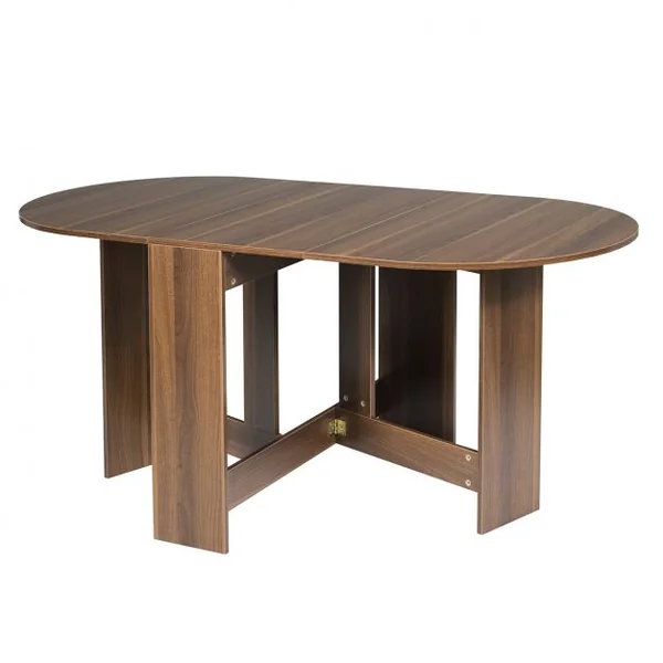 Table Pliable pour Salle à Manger Cuisine Jusqu’à 6 Personnes Capacité 60kg en Bois 163x80x75cm Bois Naturel Foncé
