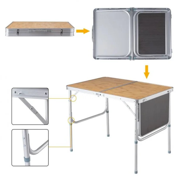 Table Pliante de Camping Valise Portable 90 x 60 x 70cm Cadre en Aluminium