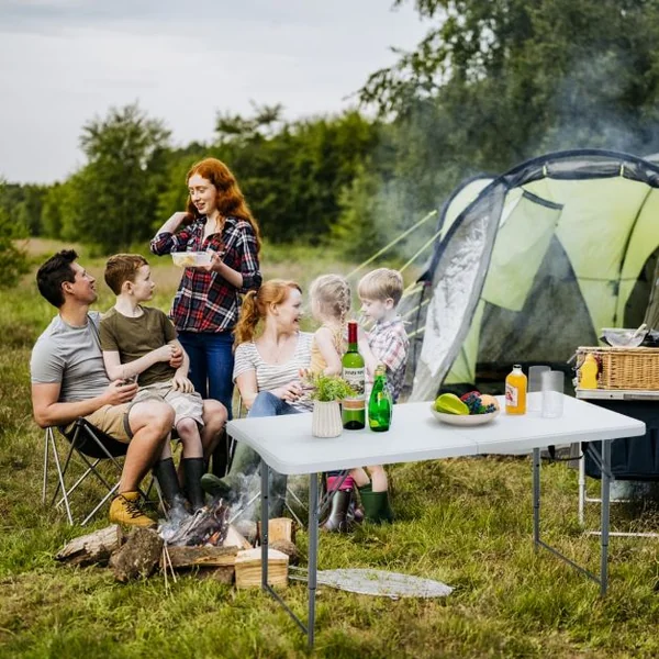 Table Pliante Table de Pique-nique avec 3 Hauteurs Réglables Table de Salle à Manger Portable pour Camping Fête