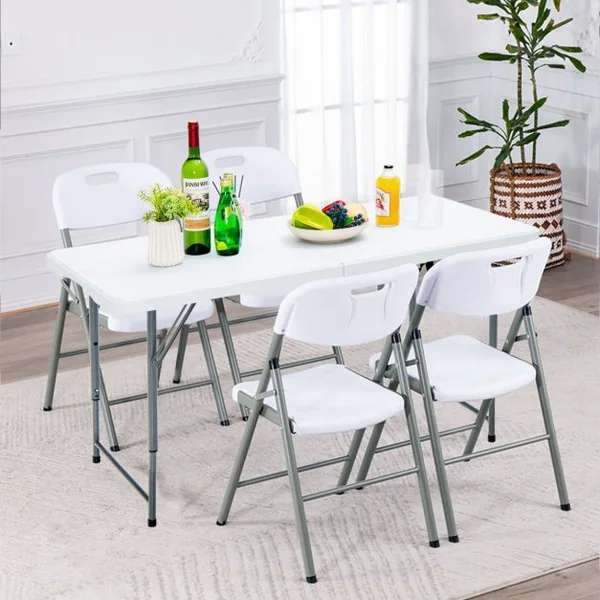 Table Pliante Table de Pique-nique avec 3 Hauteurs Réglables Table de Salle à Manger Portable pour Camping Fête