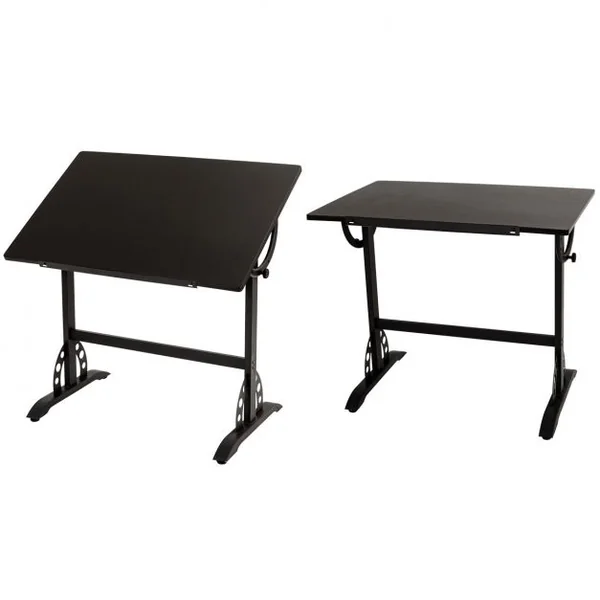 Table à dessin Table d'architecte Table de travail Bureau d'art Bureau étudiant, inclinaison réglable, 90x60x78 cm, noir