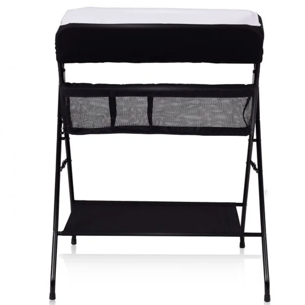Table à Langer Bébé Pliante avec Panier de Rangement à Côté Capacité 10 Kg en Toile Pvc Fer 80x63x103cm Noir