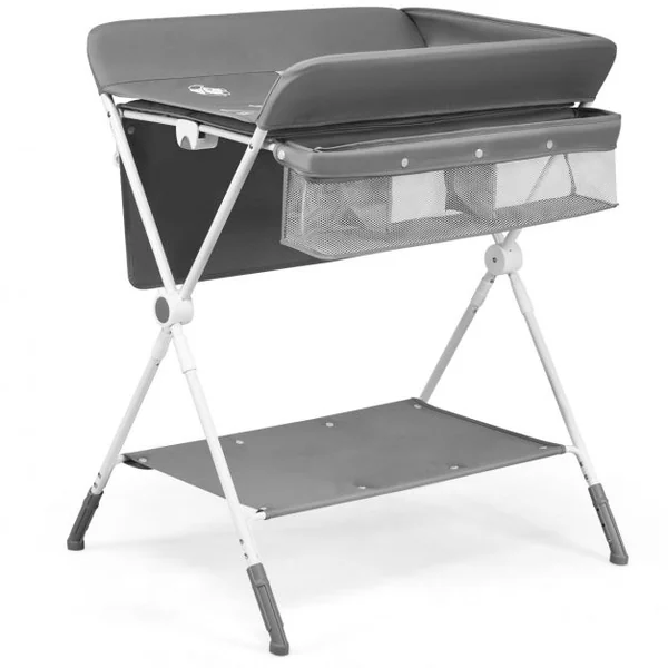 Table à Langer Pliante à Roulettes pour Bébé avec Panier de Rangement Hauteur Réglable en 3 Positions Gris