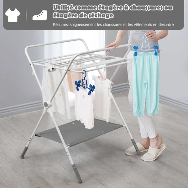 Table à Langer Pliante à Roulettes pour Bébé avec Panier de Rangement Hauteur Réglable en 3 Positions Gris