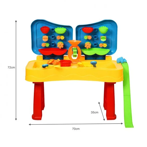 Table à Sable et à Eau 2 en 1pour Enfants de +3 Ans Table D'activité 31 Accessoires et Moules 70x35x72cm Multicolore