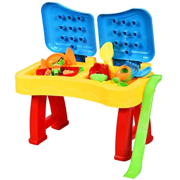 Table à Sable et à Eau 2 en 1pour Enfants de +3 Ans Table D'activité 31 Accessoires et Moules 70x35x72cm Multicolore