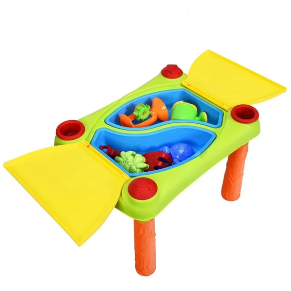 Table à Sable et à Eau 2 en 1pour Enfants de +3 Ans Table D'activité avec 18 Accessoires 99,5x48x46cm Multicolore