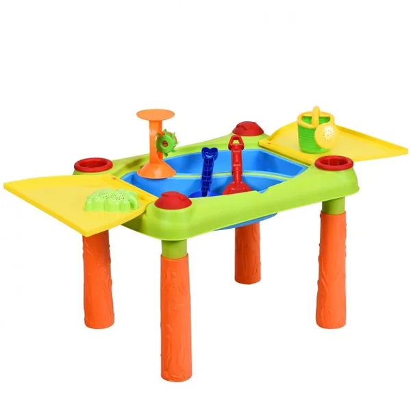 Table à Sable et à Eau 2 en 1pour Enfants de +3 Ans Table D'activité avec 18 Accessoires 99,5x48x46cm Multicolore