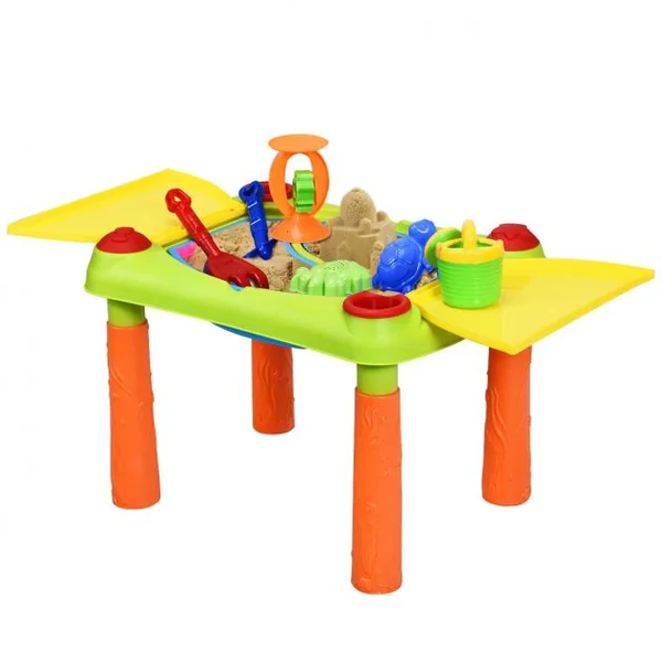 Table à Sable et à Eau 2 en 1pour Enfants de +3 Ans Table D'activité avec 18 Accessoires 99,5x48x46cm Multicolore