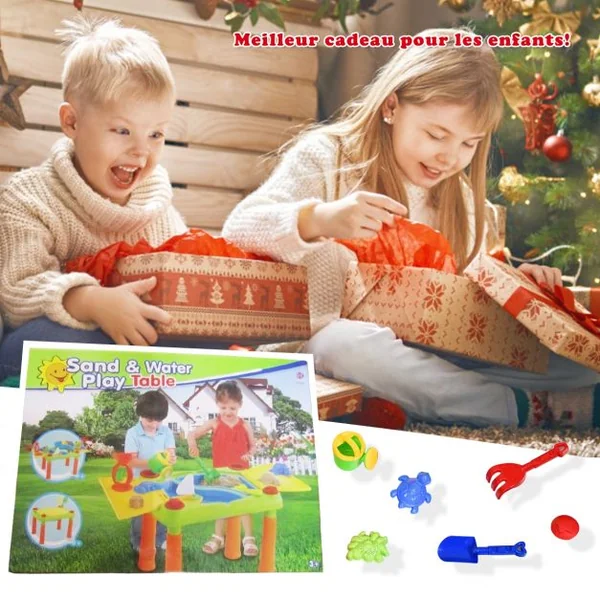 Table à Sable et à Eau 2 en 1pour Enfants de +3 Ans Table D'activité avec 18 Accessoires 99,5x48x46cm Multicolore