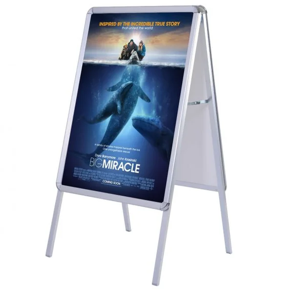 Tableau d'affichage Support d'affiches 89 x 64 cm Chevalet publicitaire2 faces, en aluminium et chrome, coins arrondis