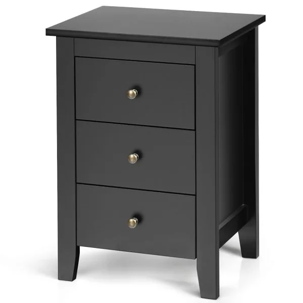 Table/Lot de 2 Tables de Nuit Table de Chevet Moderne avec 3 Tiroirs Pour Chambre à Coucher 46x37x65cm Noir/Blanc/Gris