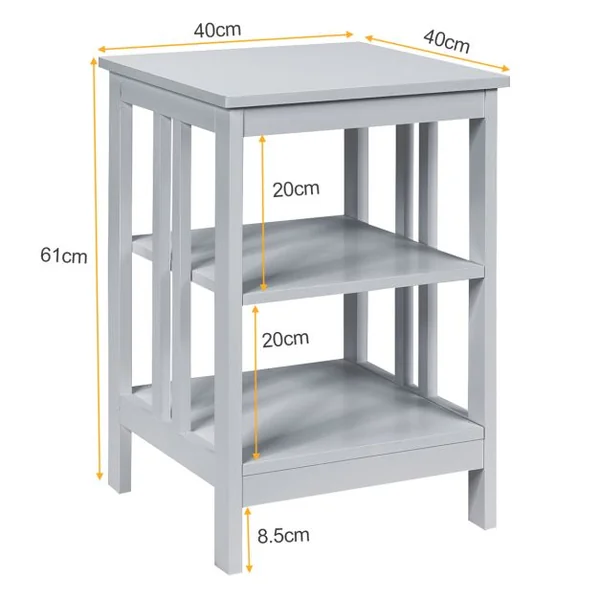 Tables/Lot de 2 Tables de Chevet Moderne à 3 Niveaux 40 x 40 x 61 CM Table de Nuit avec Coussinets Antidérapants pour Salon/Chambre Blanc/Gris/Noir/Café