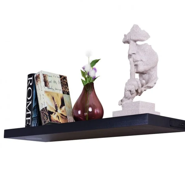 Tablette Murale avec Enceinte Audio Bluetooth Étagère Murale en Bois de Mdf Collé et Pvc 80x235x38cm Noir