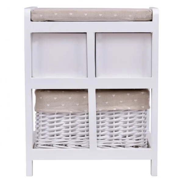 Tabouret Banc Coffre Siège d’appoint Mini Commode avec panier tiroir coussin Tabouret Salle de bain, couloir, chambre