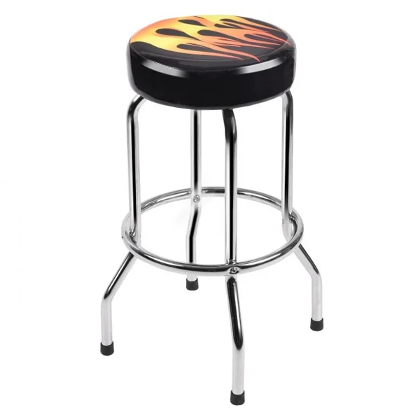 Tabouret de Bar Tabouret de Comptoir de Cuisine avec Repose-pieds en MDF Fer Éponge, 51x51x73cm, Noir à motif flamme