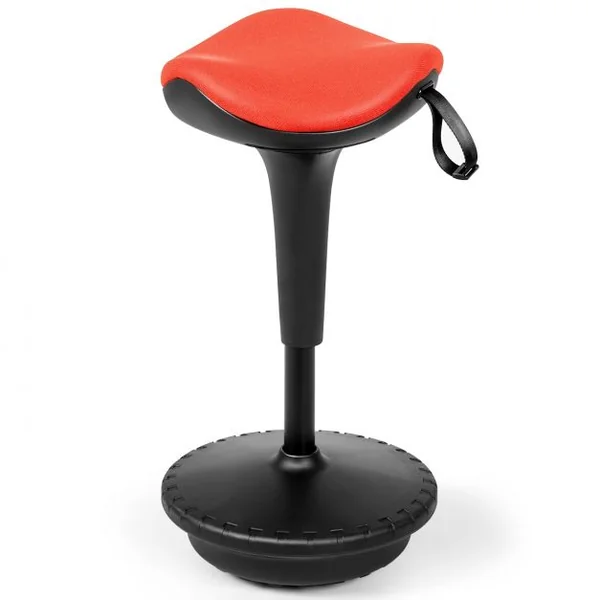 Tabouret de Bureau Ergonomique Hauteur Réglable Inclinable et Rotatif Capacité 125 kg 33x33x65-84 cm Orange