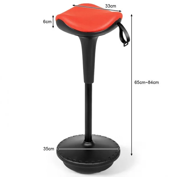 Tabouret de Bureau Ergonomique Hauteur Réglable Inclinable et Rotatif Capacité 125 kg 33x33x65-84 cm Orange