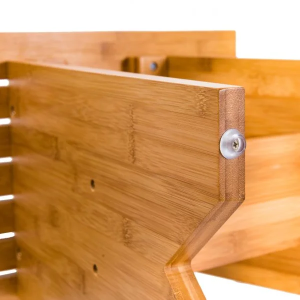 Tabouret de Douche avec Repose-pieds Siège Incurvé Capacité 120 Kg en Bambou 46x30x46cm Couleur de Bois