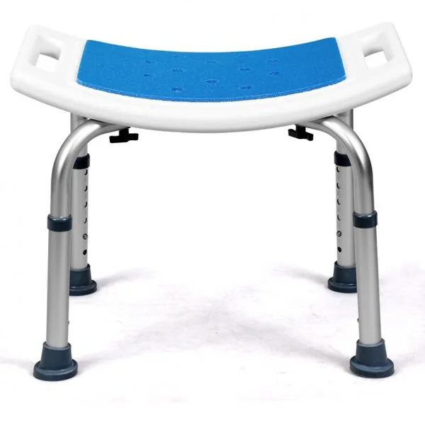 Tabouret de Douche et de Bain Siege de Douche Doux Hauteur Réglable Capacité 150kg en Epe 51x31,5x39-51cm Blanc
