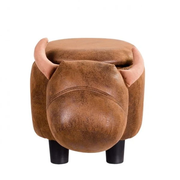 Tabouret de Rangement Repose-pieds Pouf Ottoman avec Couvercle et rangement en Forme de Buffle, 62x35x35cm, Brun