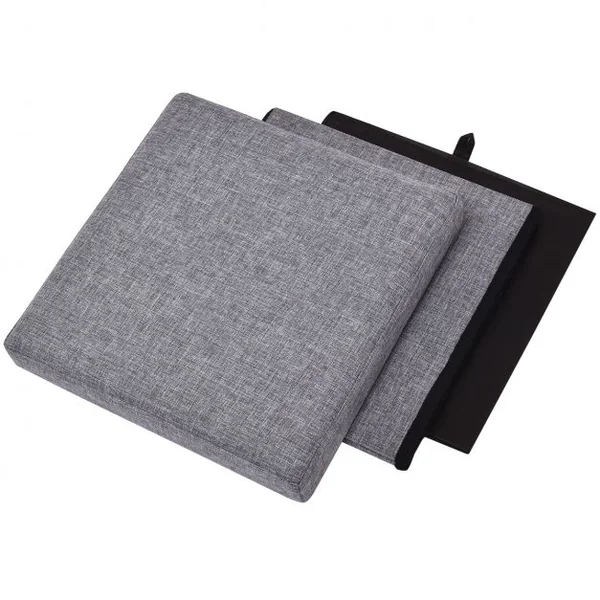 Tabouret Pouf Siège de Rangement 54 Litres en Tissu Oxford éponge et MDF, pliable, 38 x 38 x 38 cm, Gris