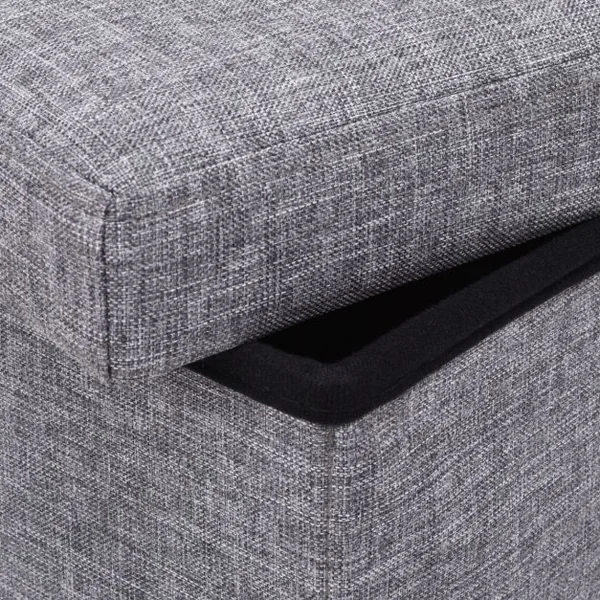 Tabouret Pouf Siège de Rangement 54 Litres en Tissu Oxford éponge et MDF, pliable, 38 x 38 x 38 cm, Gris