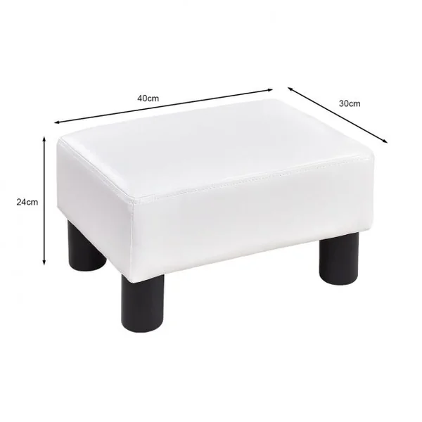 Tabouret Repose-Pieds Cube Pouf Repose-Pieds Cube Siège en PU avec Pieds 40x30x24cm Charge 80 kg Gris