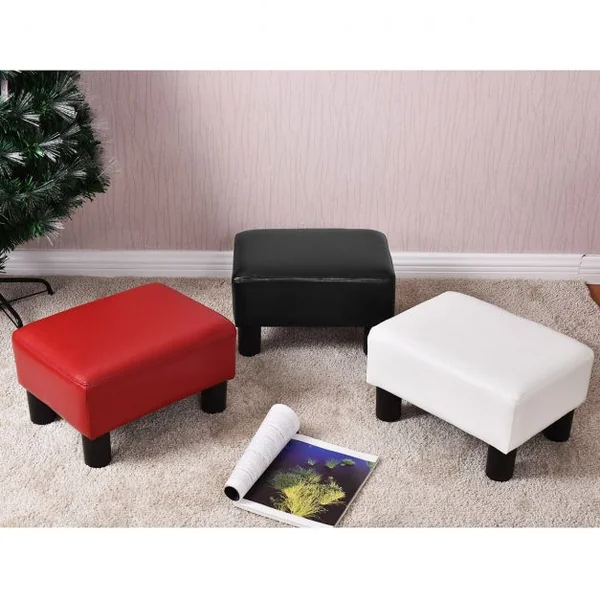 Tabouret Repose-Pieds Cube Pouf Repose-Pieds Cube Siège en PU avec Pieds 40x30x24cm Charge 80 kg Gris