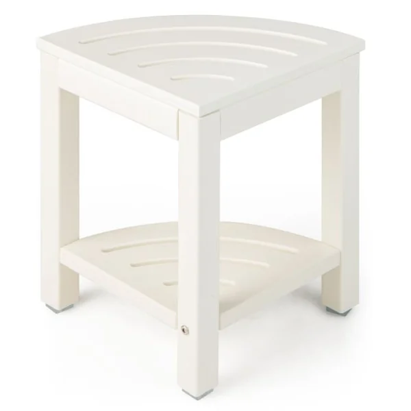 Tabouret Salle de Bain 2 Niveaux avec Étagère de Rangement pour Enfants et Adultes Charge Max 150kg 32,5x32,5x43,5cm Blanc