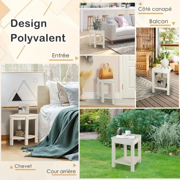 Tabouret Salle de Bain 2 Niveaux avec Étagère de Rangement pour Enfants et Adultes Charge Max 150kg 32,5x32,5x43,5cm Blanc