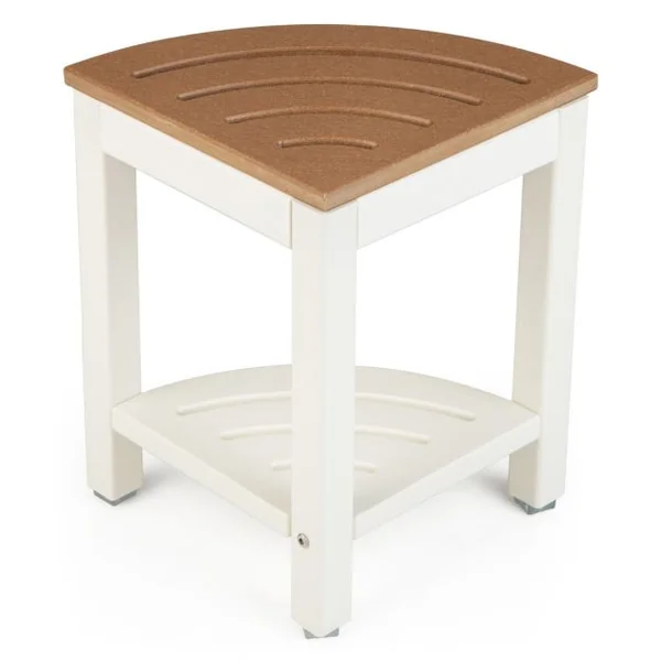 Tabouret Salle de Bain 2 Niveaux avec Étagère de Rangement pour Enfants et Adultes Charge Max 150kg 32,5x32,5x43,5cm Café
