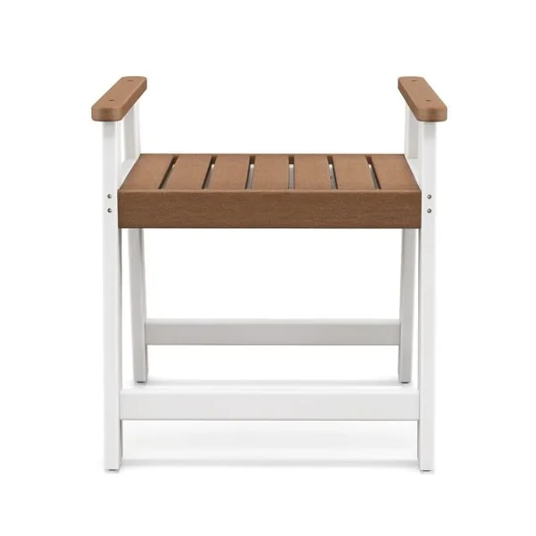 Tabouret Salle de Bain Imperméable avec Accoudoirs Petit Tabouret de Douche Antidérapant Étanche Siège de Douche Intérieure pour Enfants et Adultes Marron & Blanc