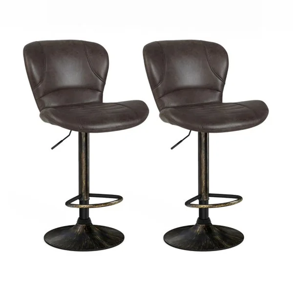 Tabourets de Bar Pivotants Lot de 2 Chaise de Bar Industrielle avec Repose-Pieds Chaise Haute Bar en Cuir Hauteur Réglable 87-108 cm Marron Rustique