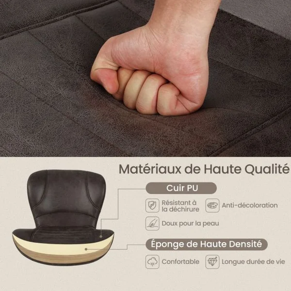 Tabourets de Bar Pivotants Lot de 2 Chaise de Bar Industrielle avec Repose-Pieds Chaise Haute Bar en Cuir Hauteur Réglable 87-108 cm Marron Rustique