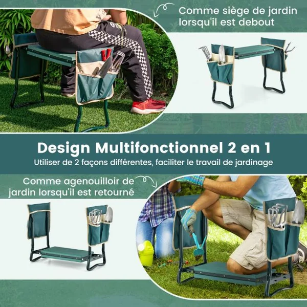 Tabourets de Jardinage Pliable avec Coussin EVA Charge 150KG