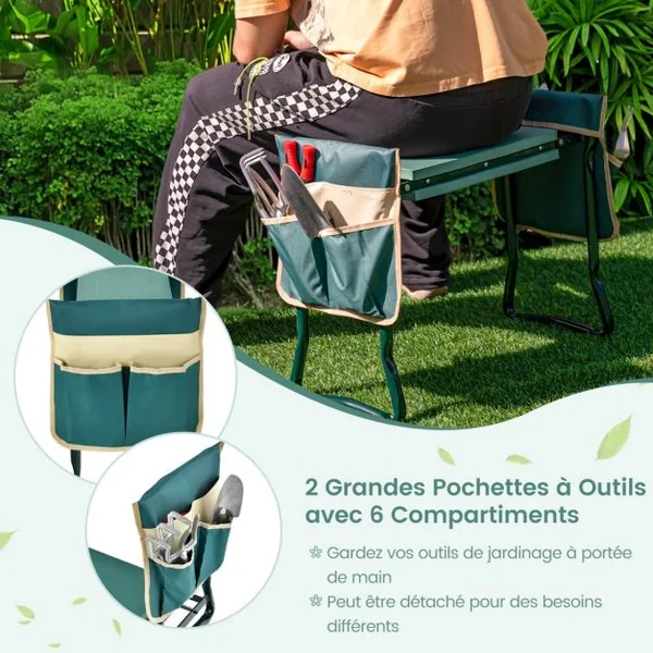 Tabourets de Jardinage Pliable avec Coussin EVA Charge 150KG