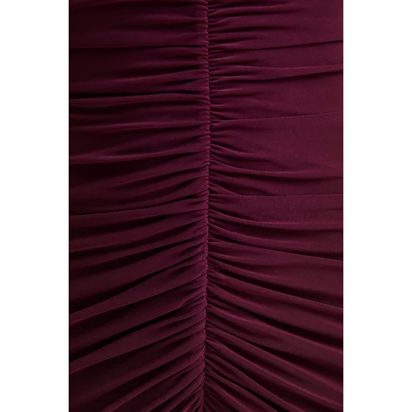 Tami | Robe longue prune à manches longues et décolleté plongeant